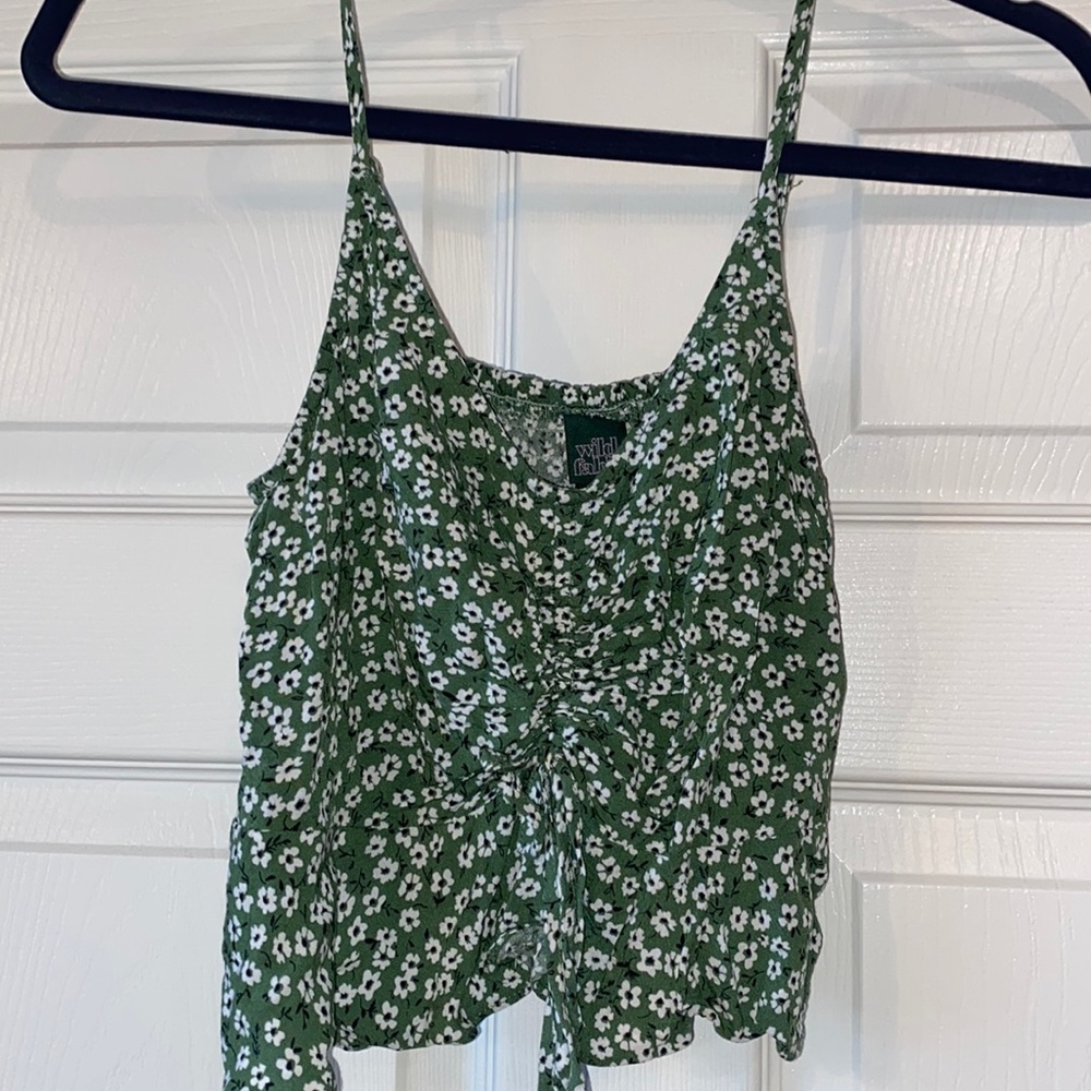 Green floral crop top